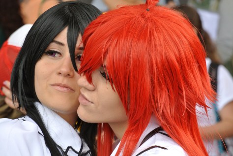 Image of Rias and Akeno posing for the photographers after their performance on the main stage. Photo by Eduardo Libby