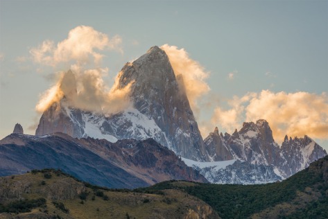 The eastern face of Mount FitzRoy at sunset. Photo by Eduardo Libby