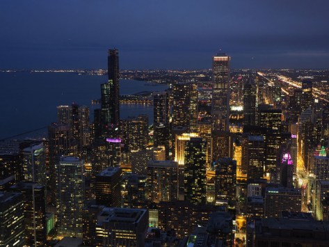 Chicago at night seen from the John Hancock Center. Photo by Eduardo Libby